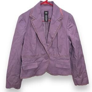 Work to Weekend Y2K Women's Purple Blazer Lace Trim Size 10 Casual Suit Jacket